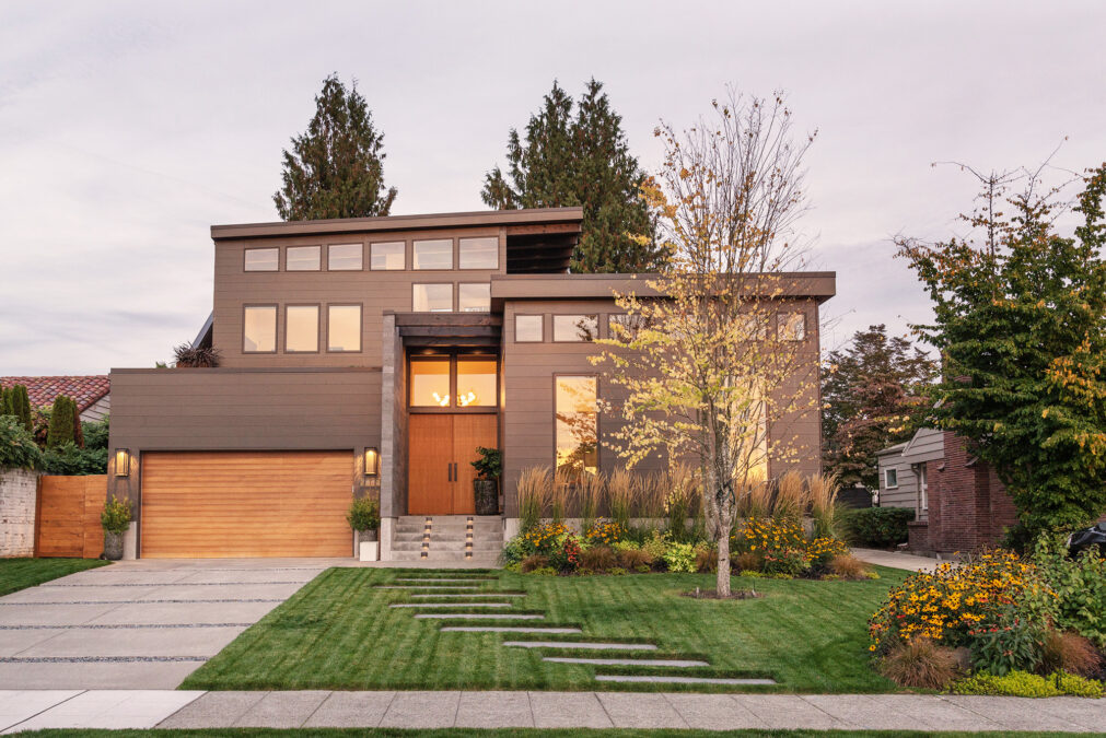 Modern Home Entry At Golden Hour